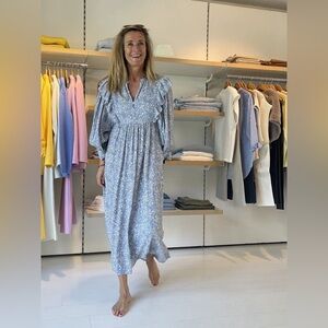 Baum Und Pferdgarten | Alona Floral Maxi Dress In Blue Helsinki Size 2